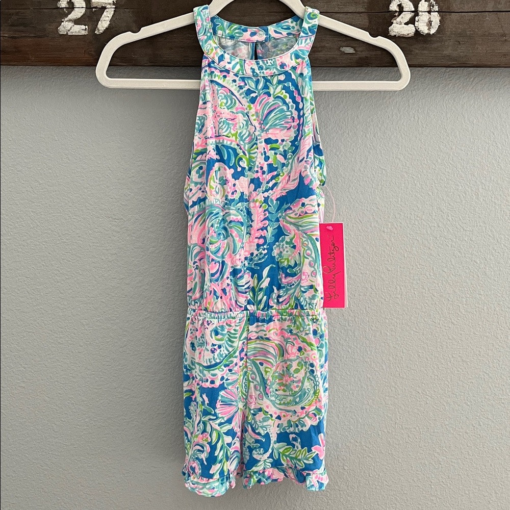NWT Lilly Pulitzer Girls Brienne Romper in Multi Dream Team Print. Size Large - Picture 2 of 7